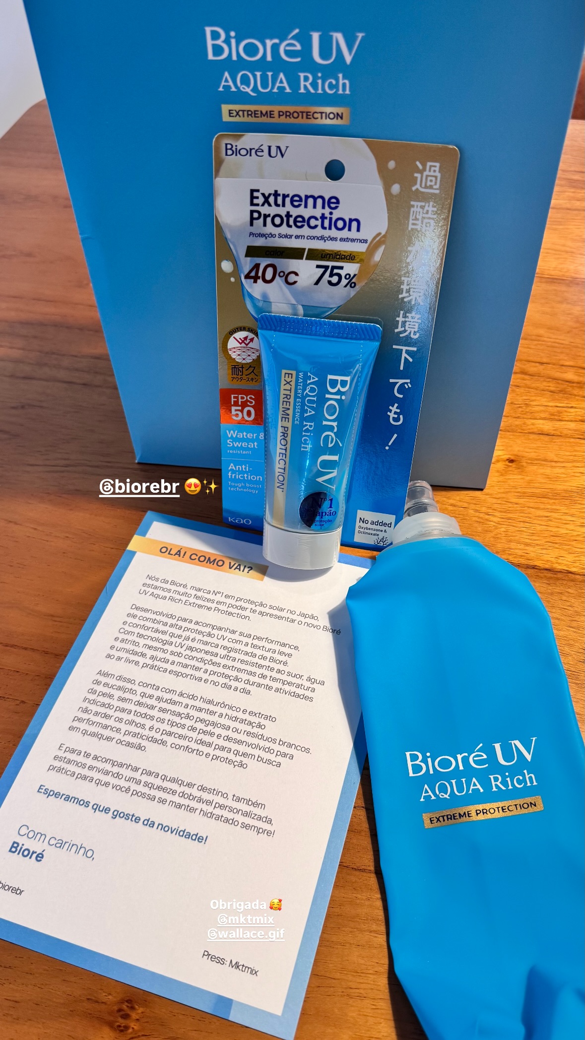 Story Lari Costa com kit Bioré Extreme Protection